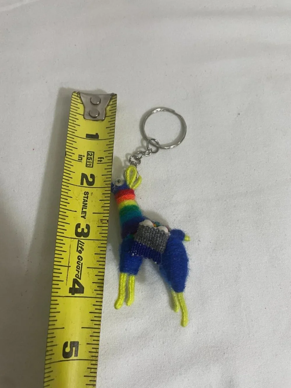 Handmade Woven Rainbow Llama Alpaca Keychain Mini Textile Souvenir Charm